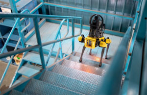 spot robot climbs stairs.